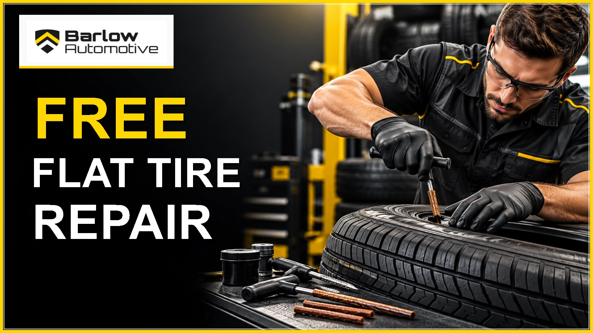 Barlow Automotive: free flat tire repair.